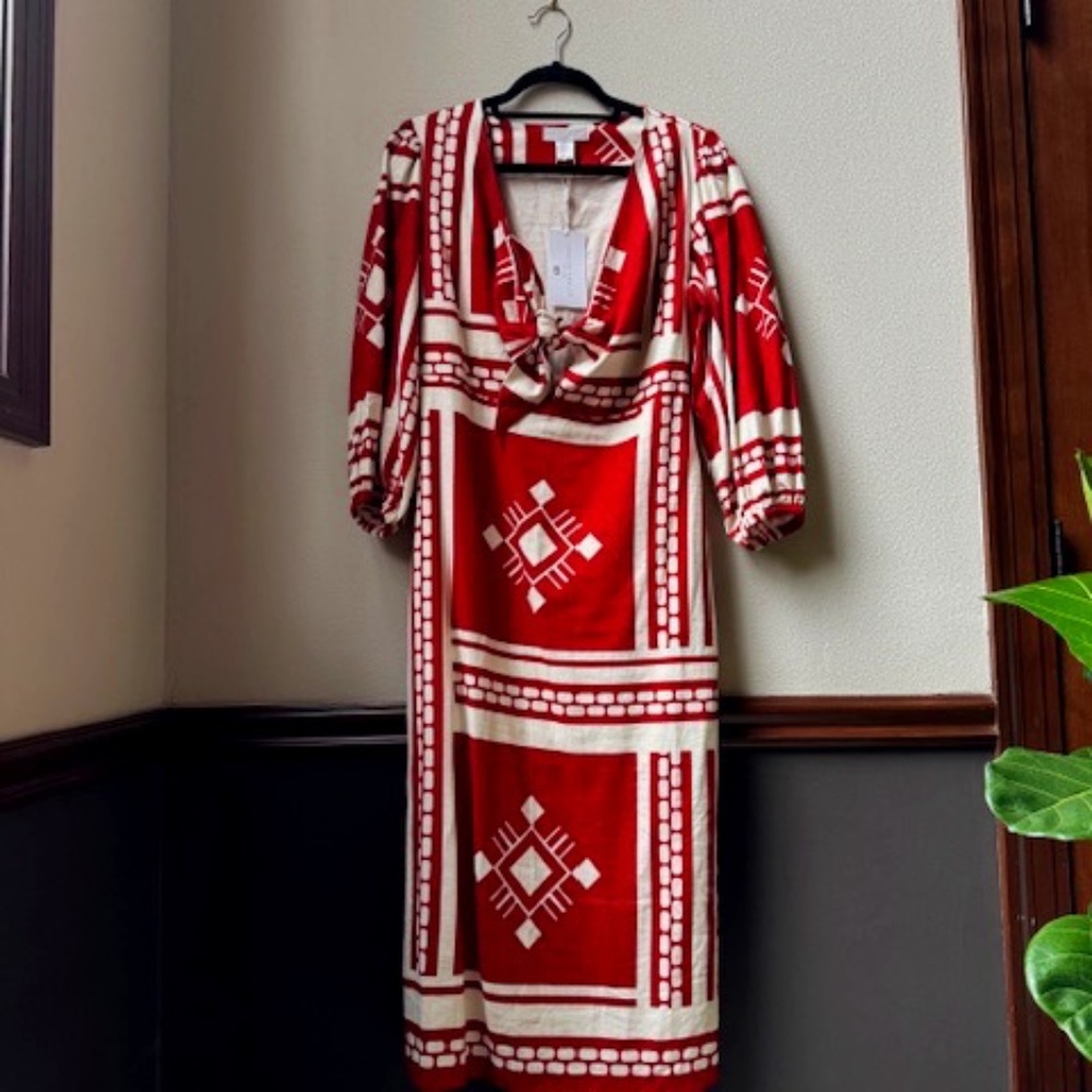 Caroline Constas Sun Goddess Cut Out Linen Maxi Dress